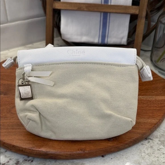 Chloe Parfum White and Cream Canvas Cosmetics Bag