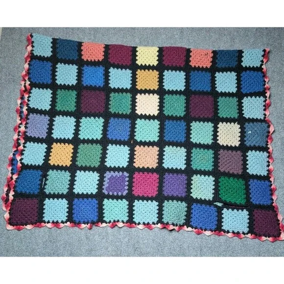 Handmade‎ Crochet Granny Square Bed/ Sofa Couch Runner 58x38 Multicolored READ