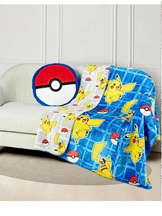 🆕- Pokémon Plush Pillow & Reversible Throw Blanket Set.