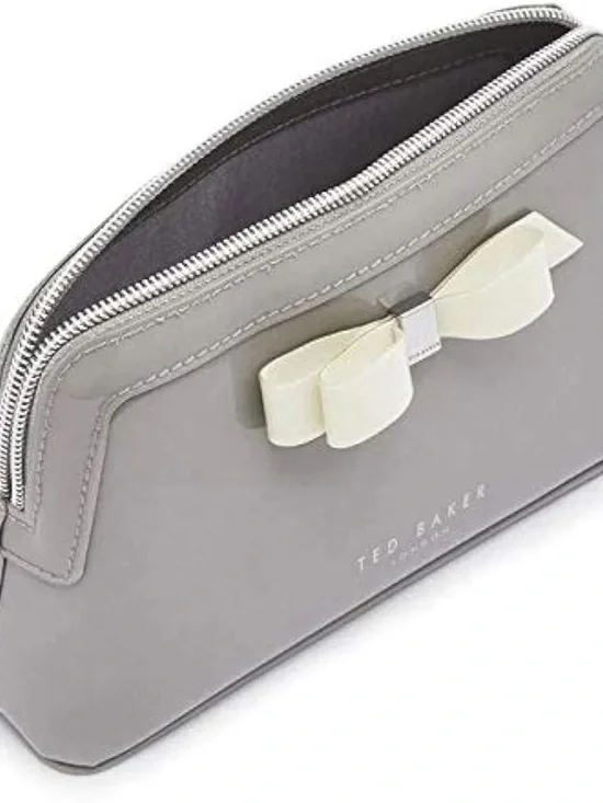 Ted Baker CAHIRA Gray Cosmetic Pouch with Cream Bow