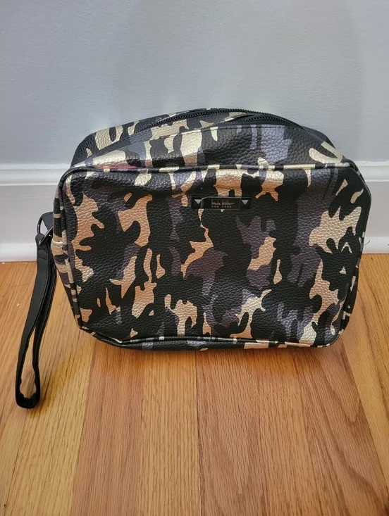 NWOT Nicole Miller Black Camoflauge Makeup Cosmetics Bag‎ Travel Toiletries