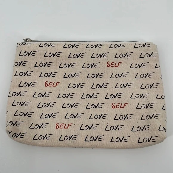 Anthropologie Canvas Self Love Lined Pouch Bag
