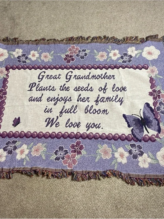 Lavender Butterfly Great Grandmother Throw Blanket 51” x 38” Tapestry