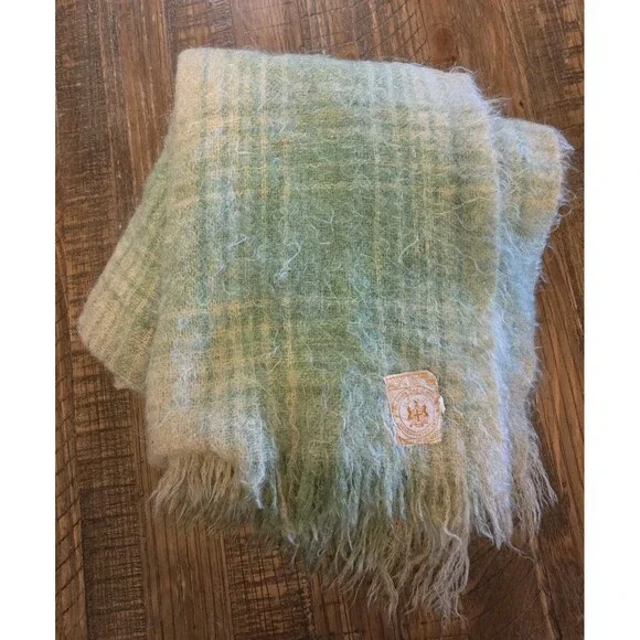 Vintage Hudson's Bay Co. blanket, throw, shawl, mohair, wool, made in Scotland