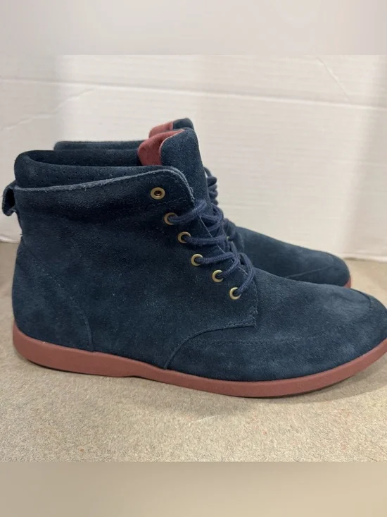 Clae Men's Hamilton Navy Suede High-Top Casual Boots with Brick Sole