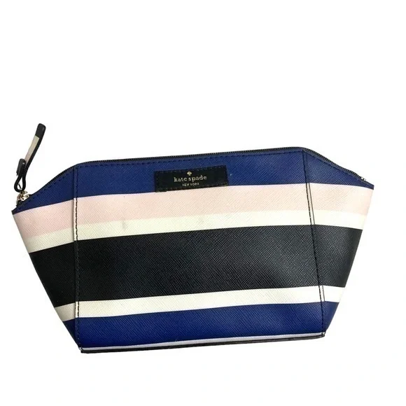 Kate spade striped makeup clutch bag case