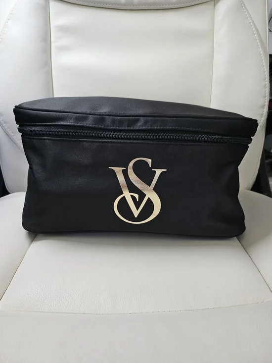 Victoria's Secret Black Cosmetic Bag with Gold VS Logo