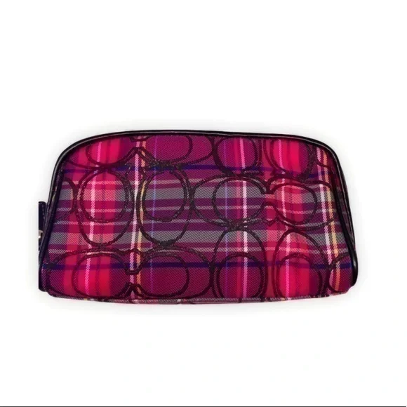 COACH pink tarlatant cosmetic makeup toiletry case