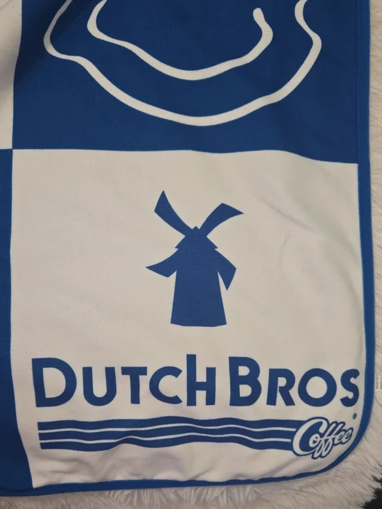 Dutch Bros Blanket Blue and White Checkered Throw Blanket