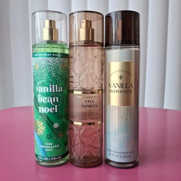 Bath & Body Works VANILLA BEAN NOEL VIVA VANILLA VANILLA ROMANCE Mist Lot of 3