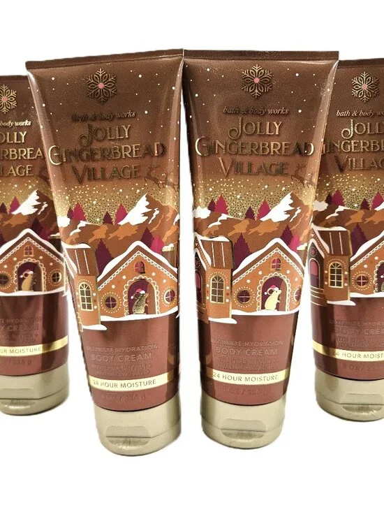 Lot 4 Bath & Body Works Jolly Gingerbread Village Body Cream New Retired Holiday