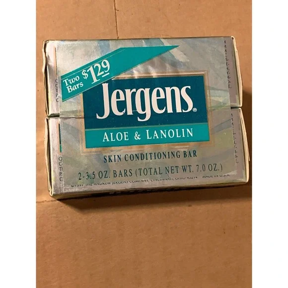 VTG NOS NEW 1991 2-pk Jergens Aloe & Lanolin Soap Bar ~ 3.5oz DISCONTINUED HTF