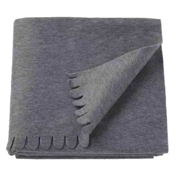 NEW Ikea Polarvide Fleece Blanket Gray Polyester Scalloped Edge 51