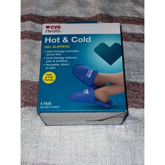 NEW CVS Health Hot & Cold Gel Slippers Blue One Size Fits Most Reusable‎ 1 Pair