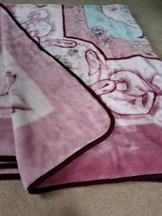 Floral Plush Throw Blanket in Pink and Teal