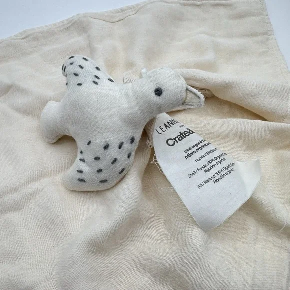 Leanne Ford Design Bird Organic Cotton Lovey Security Blanket Cream Crate Barrel