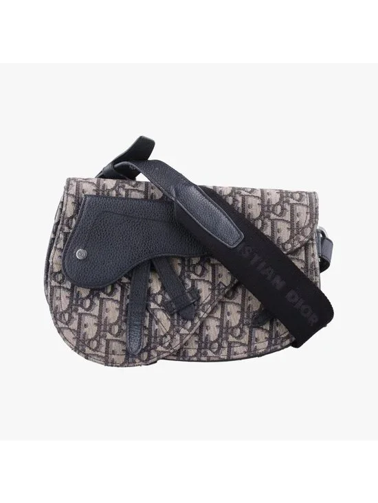Dior Saddle Pouch Navy Black Jacquard
