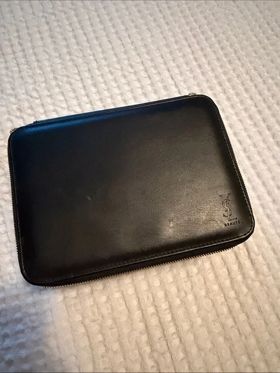Yves Saint Laurent Black Leather Toiletry Case