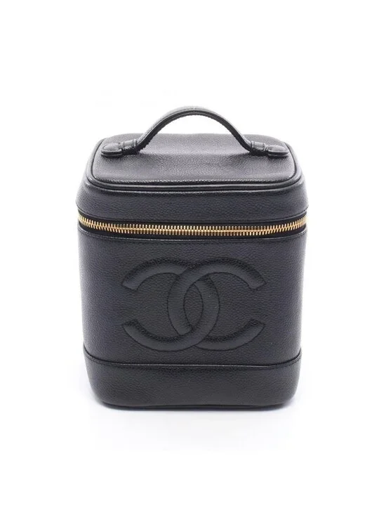 Chanel Handbag CC Logo Black Caviar Leather