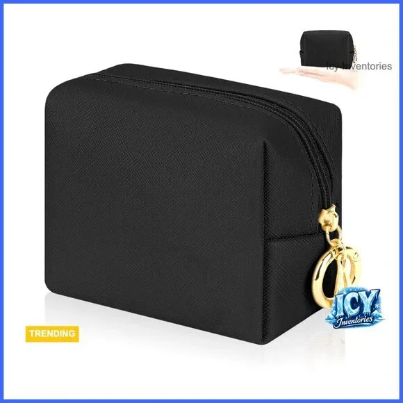 PU Leather Mini Makeup Bag with Key Ring Travel Cosmetic Pouch