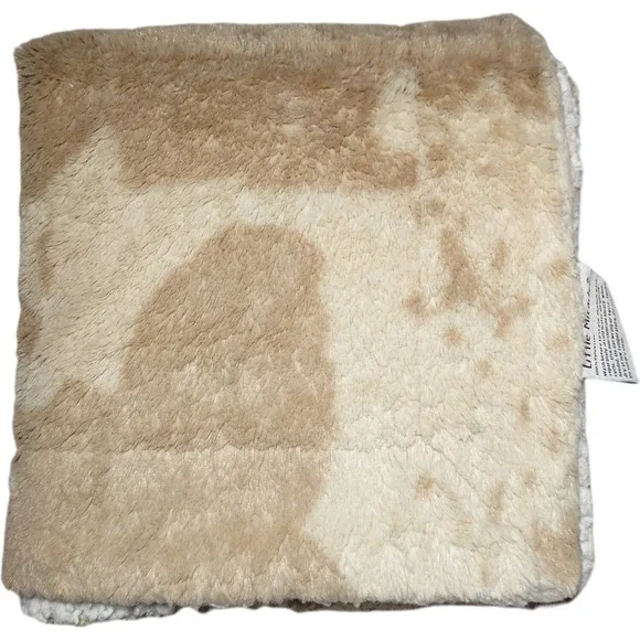 Little Miracles Brown COW‎ Baby Blanket Plush Costco htf Beige Tan Sherpa Cream