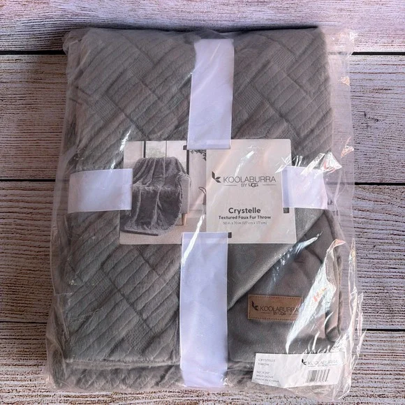 Koolaburra by UGG Crystelle Faux Fur Throw 50x70 Wild Dove NEW
