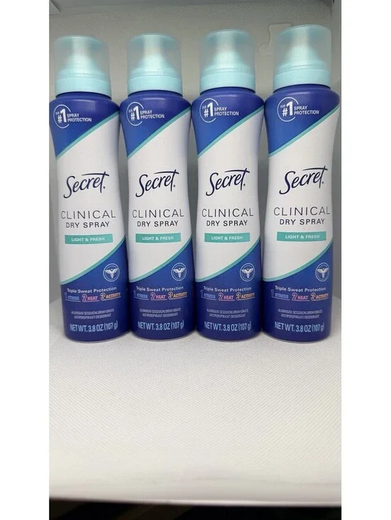 Secret Clinical Dry Spray Light Fresh Antiperspirant 3.8oz 4 Pack Women
