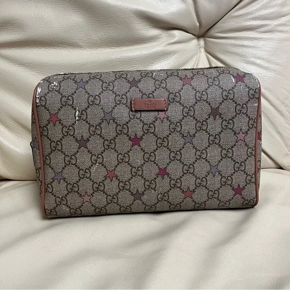 GUCCI SUPREME Star Print Zipper Cosmetic Pouch Make Up Bag