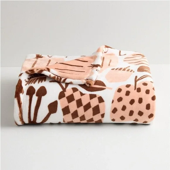 The Big One Fall Icons Oversized Fleece Throw - 5' x 6'  Acorn, Mushroom, Flower