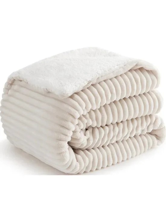 Cozy Sherpa Throw Blanket - Super Soft & Thick, Warm Fleece for Couch & Bed