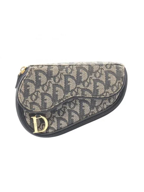 Dior Pouch Trotter Saddle Navy Canvas Leather