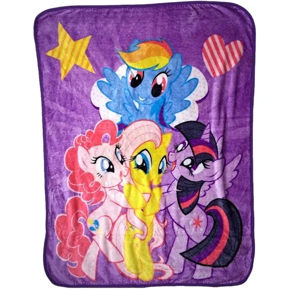 Pre-Owned My Little Pony Purple Throw Blanket Fleece Kids Girls Soft 40x50