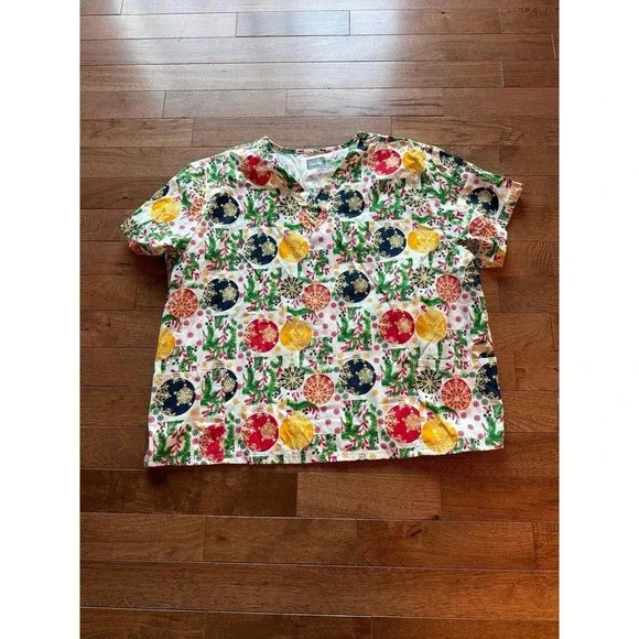 Butter Soft Originals Christmas Ornaments Scrubs Top 4X