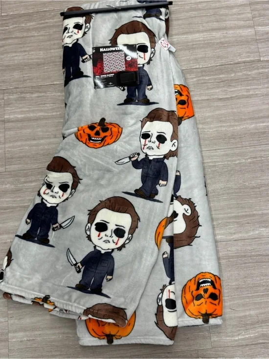 Halloween queen Michael Myers Costume Blanket - Gray & Orange