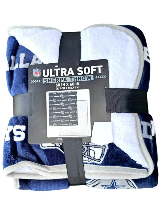 Dallas Cowboys Sherpa Throw Blanket Ultra Supersoft 60
