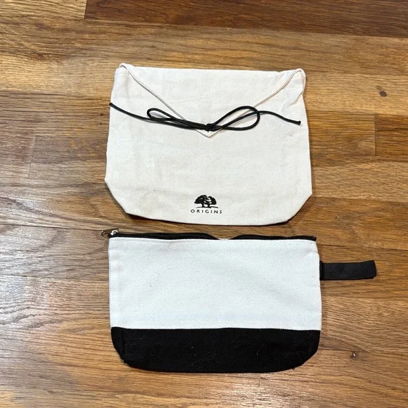 Origins linen cosmetic bag plus bonus bag