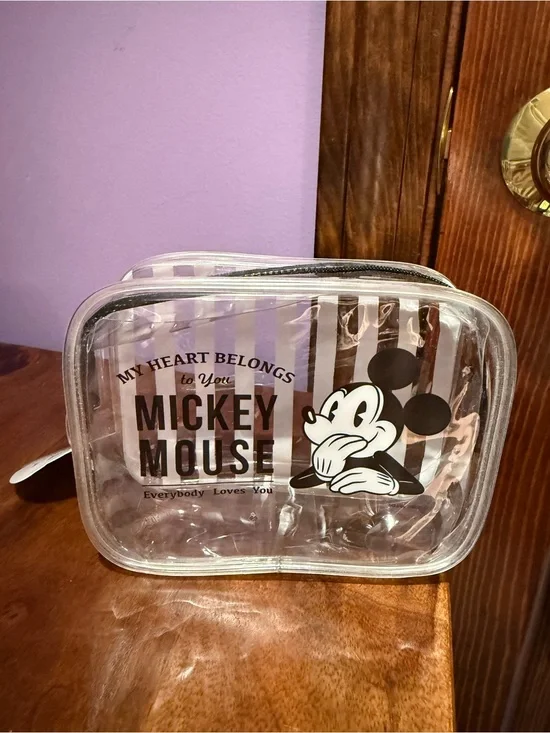 Disney Clear Mickey Mouse Cosmetic Bag Black & White