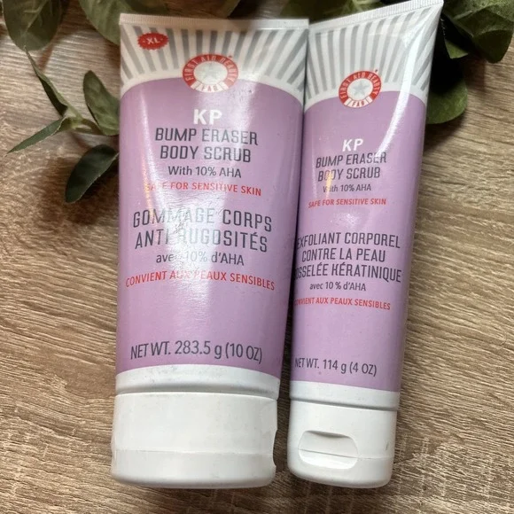 LOT OF 2 First Aid Beauty KP Bump Eraser Body Scrub 10 Oz 4 Oz NEW