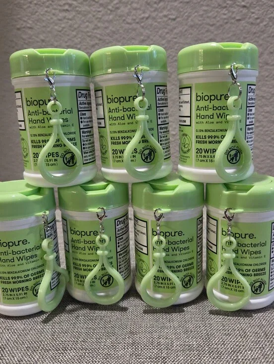 Biopure Antibacterial Hand Wipes Keychain Travel Size Lot of 7 NEW & Sealed