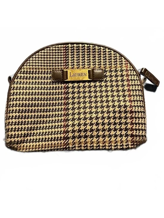 Lauren Ralph Lauren Small Brown Houndstooth Cosmetic Bag