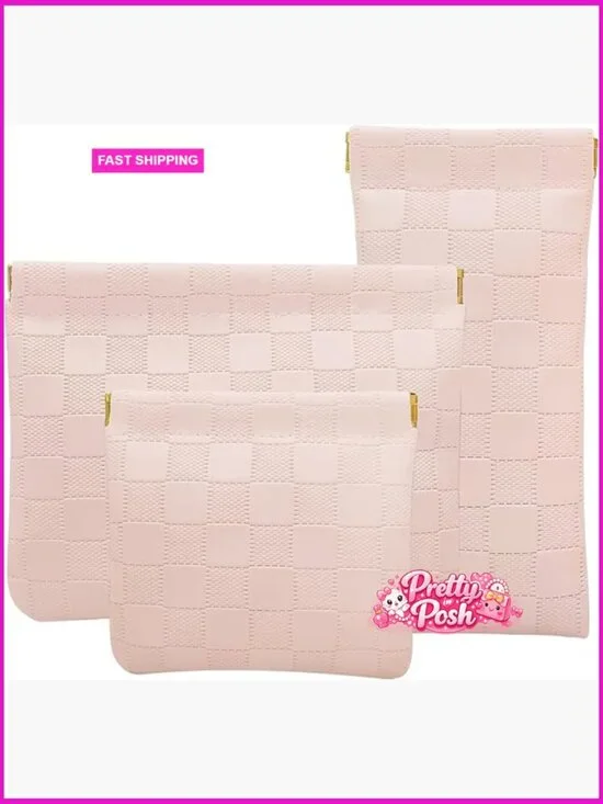 Waterproof PU Leather Snap Closure Mini Makeup Bag Set