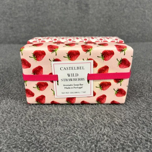 Castelbel Wild Strawberry Soap Bar 2-Pack 7 oz Portugal Pink Fruit Floral Gift