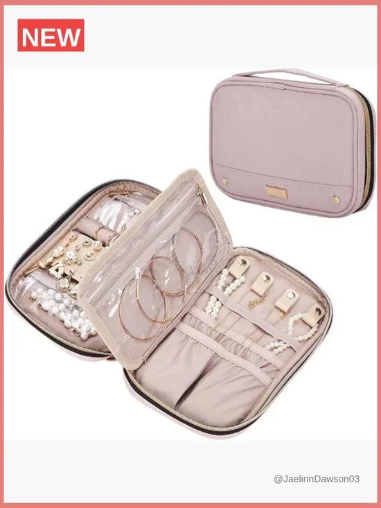 Travel Jewelry Case Organizer - Compact Portable Storage Bag for Necklaces