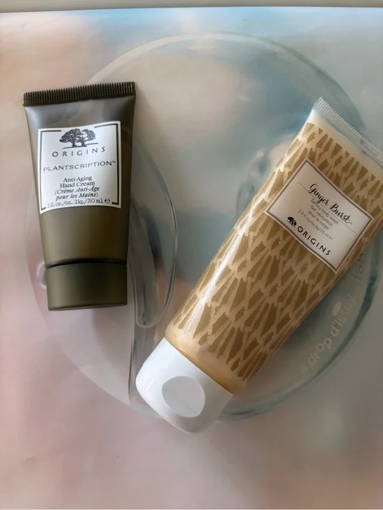 Origins Hand and body  Cream Duo — Olive Green & Beige Tubes for travel
