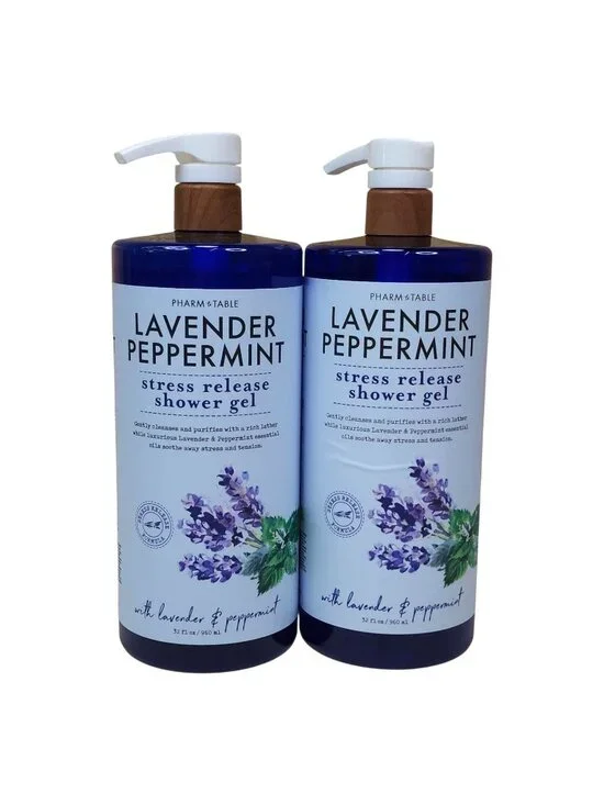 Pharm Table 2pk Lavender Peppermint Stress Release Shower Gel 32 oz Jumbo Size