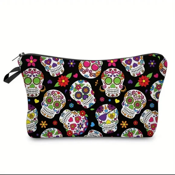 Sugar Skulls Print Cosmetic Makeup Bag