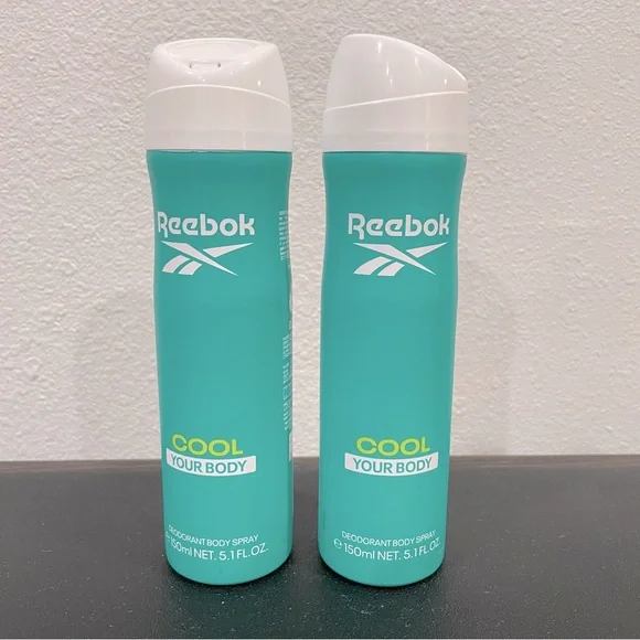 NEW Reebok Cool Your Body Deodorant Body Spray 5.1 oz Set of 2 Fresh Sport Scent