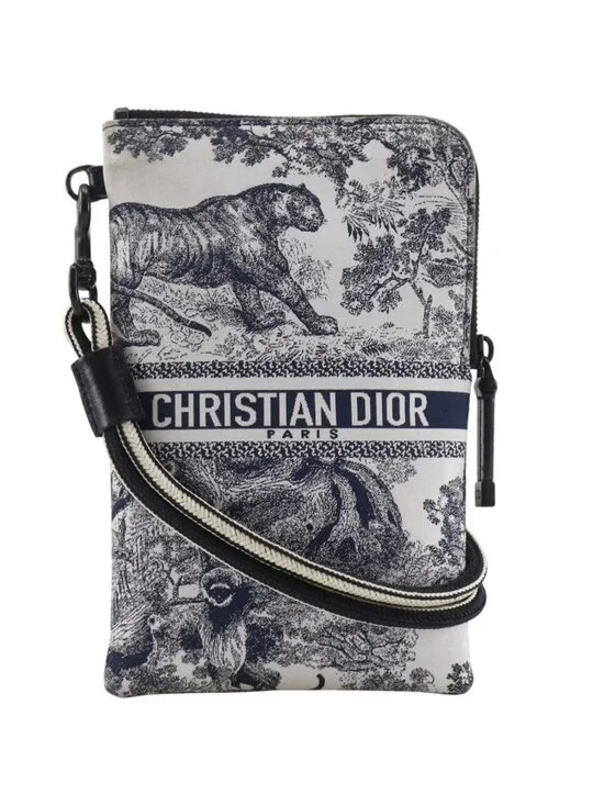 Dior Travel Multifunction Toile de Jouy Pouch Nylon Black White