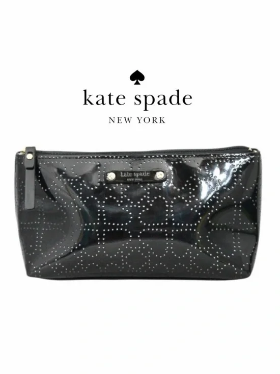 Kate Spade Little Shiloh Metro Spade Black Patent Cosmetic‎ Makeup Case
