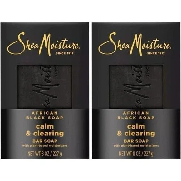 (2) SheaMoisture Plant-based African Black Soap Calm&Clearing Bar‎ Soap 8oz/227g